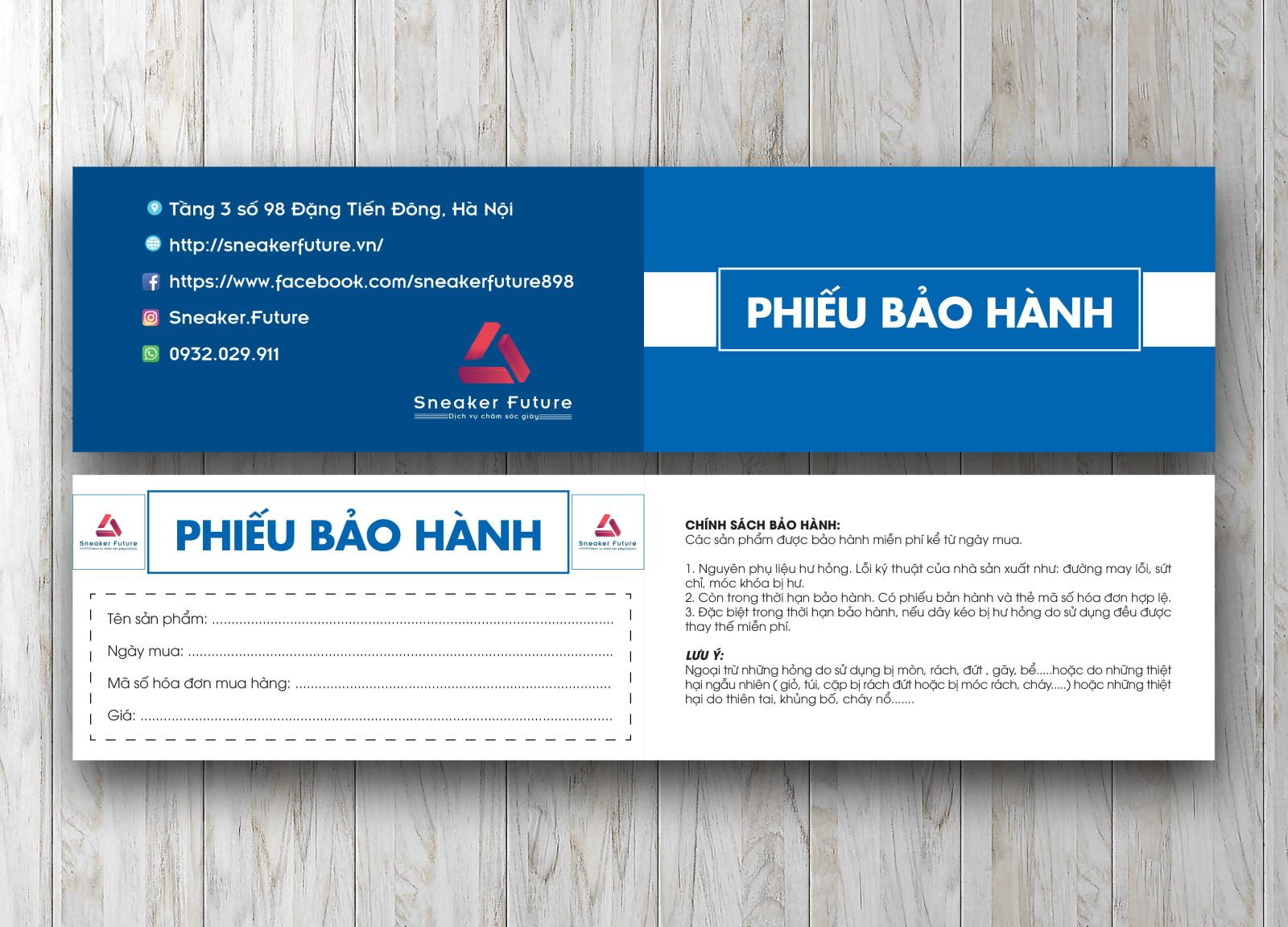 Mẫu phiếu bảo hành file word dạng gấp đôi - In Nhãn Mác